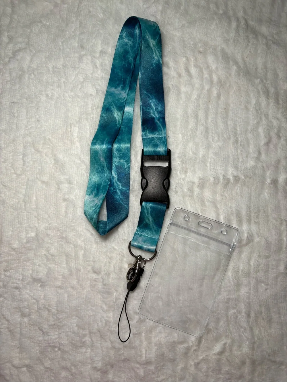 🩵 Blue Lanyard with Clear Badge Holder